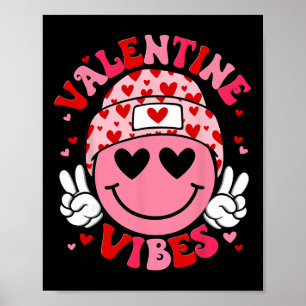 Valentine Vibes Herz Friedenszeichen Junge Männer Poster