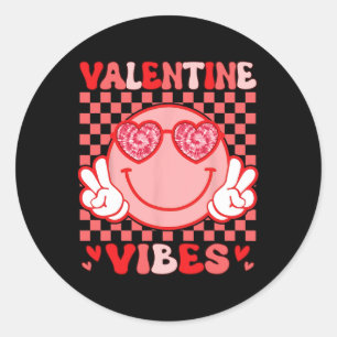 Valentine Vibes Hippie Valentinstag-Shirts für G Runder Aufkleber