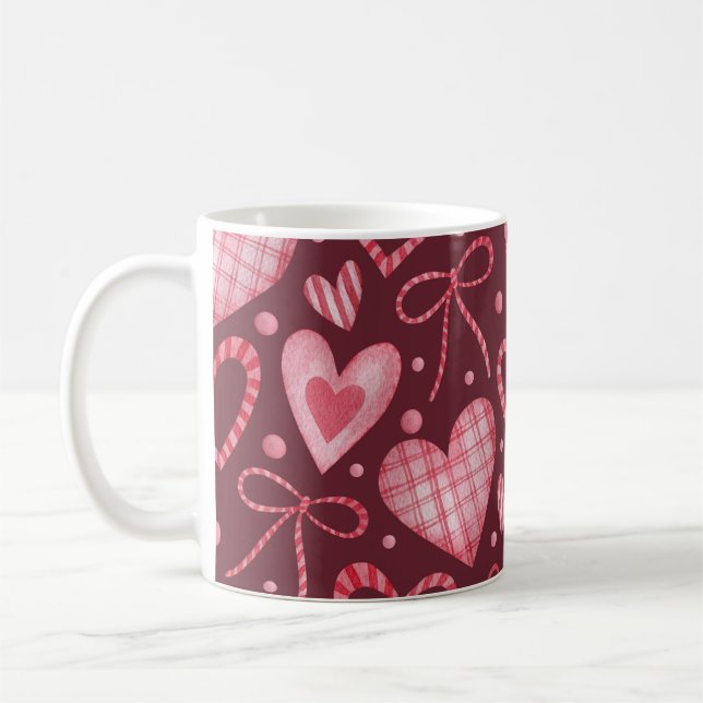 Valentine Wasserfarbe Burgund Pink Kaffeetasse (Links)