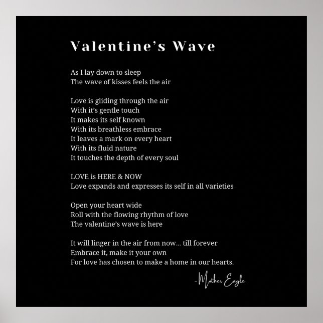 Valentine Wave Liebe Gedicht Plakatwand Kunst Deko (Vorne)