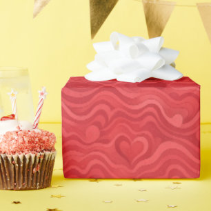 Valentine Wavy Hearts Geschenkpapier Retro Groov