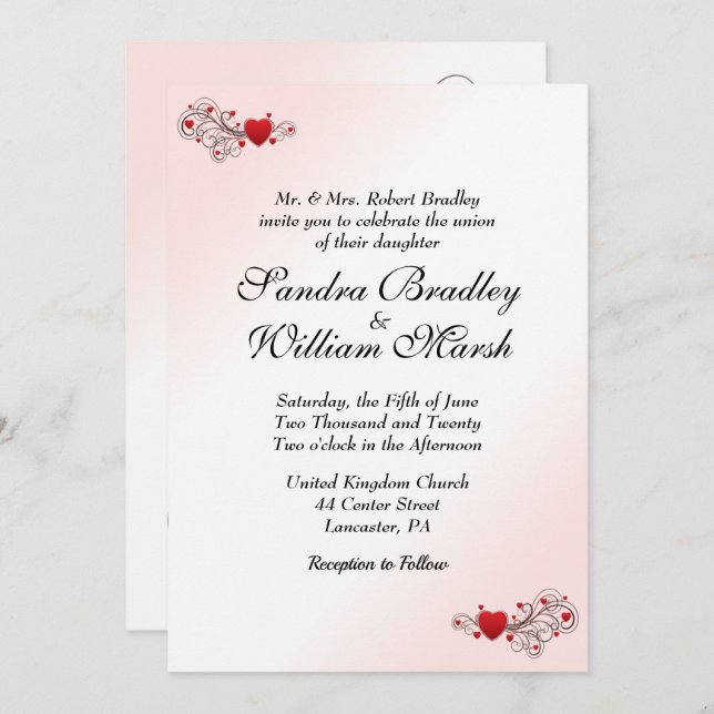 Valentine Wedding Einladung (Vorne/Hinten)