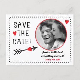 Valentine Wedding Rett Date Foto Rustikale Postkar Ankündigungspostkarte