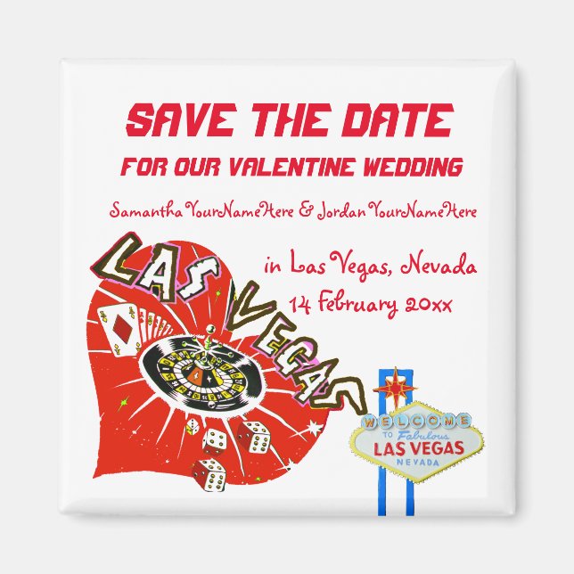 Valentine Wedding Save the Date Las Vegas Magnet (Vorne)