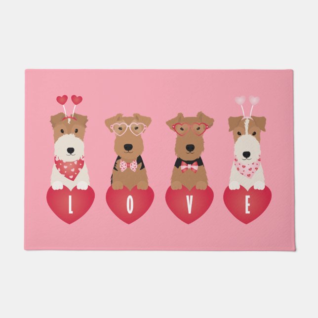 Valentine Welsh Wire Fox Terrier Dogs Fußmatte (Vorderseite)