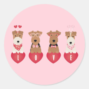 Valentine Welsh Wire Fox Terrier Dogs Runder Aufkleber