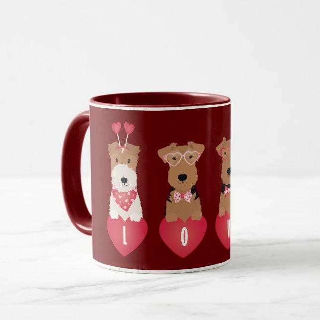 Valentine Welsh Wire Fox Terrier Dogs Tasse (Vorderseite Links)