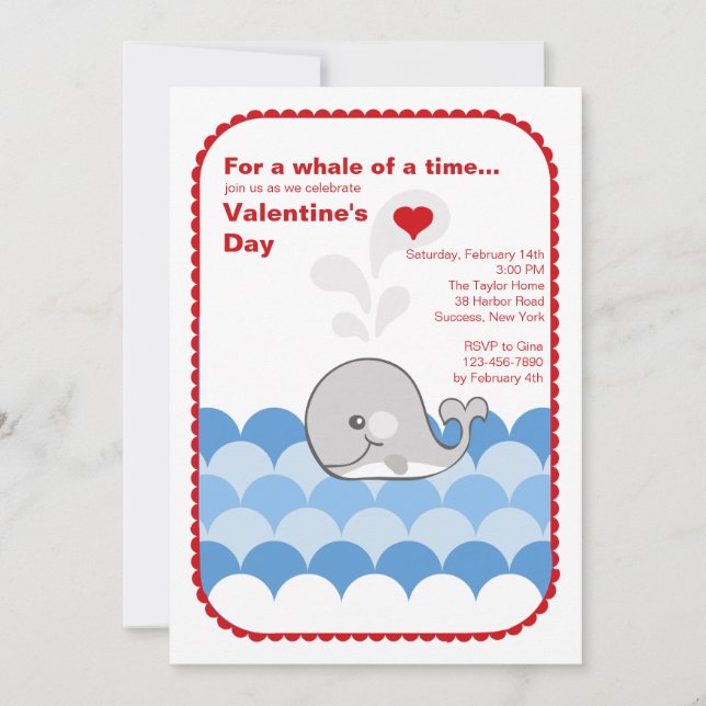 Valentine Whale Einladung (Vorderseite)