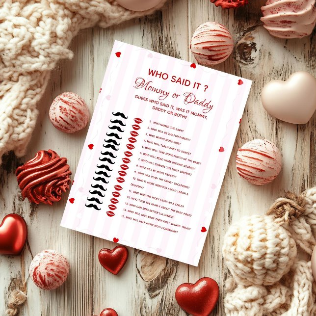 Valentine who said it Baby shower game Card Einladung (Von Creator hochgeladen)