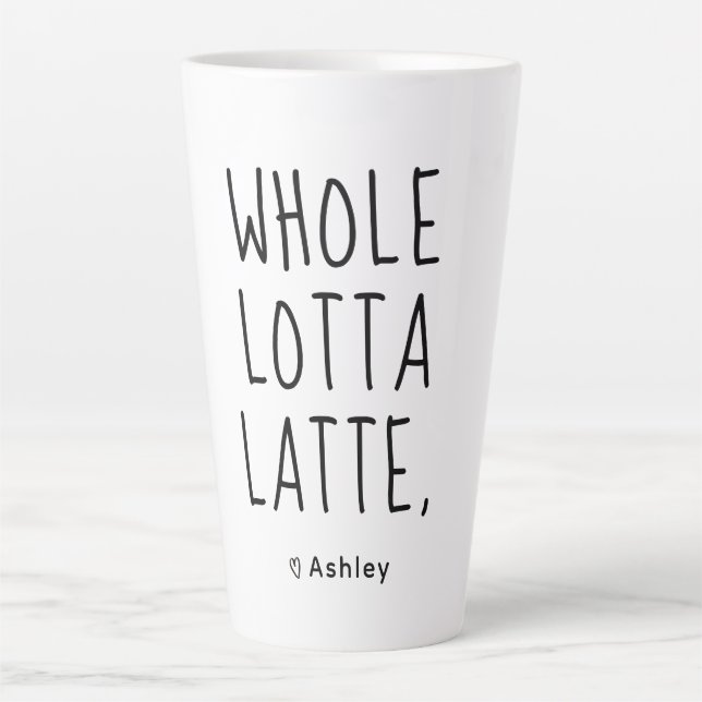 Valentine Whole Lotta Latte Black Script Milchtasse (Vorderseite)