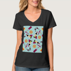 Valentine Wine Pizza Liebe Graphic T-Shirt