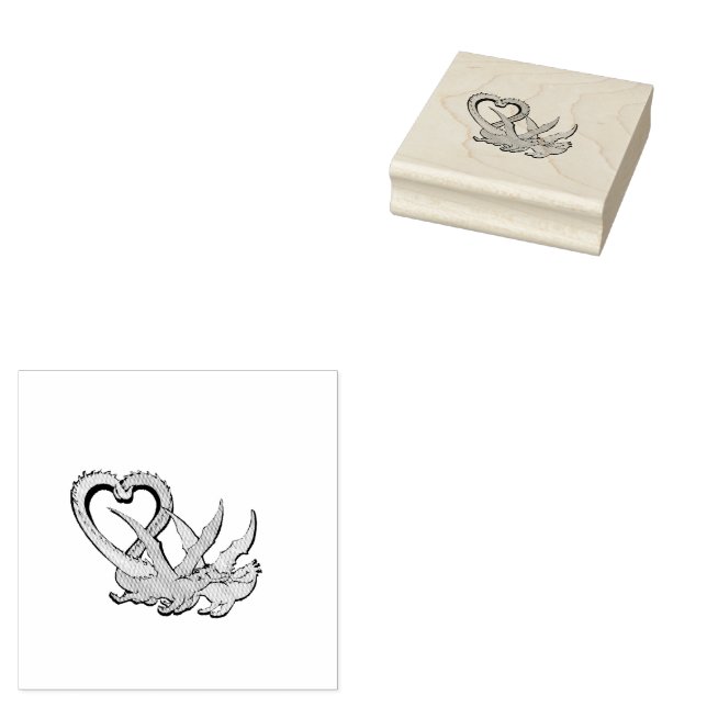 Valentine Wood Briefmarke Dragons Liebe Schwanz Gummistempel (Stempel)