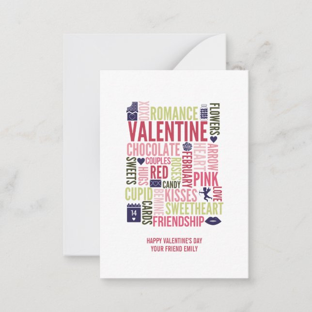 Valentine Words Klasse Valentine Card 100pk Mitteilungskarte (Vorderseite)