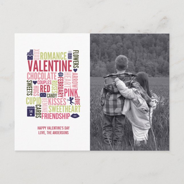 Valentine Words Valentine's Day Foto Postkarte (Vorderseite)
