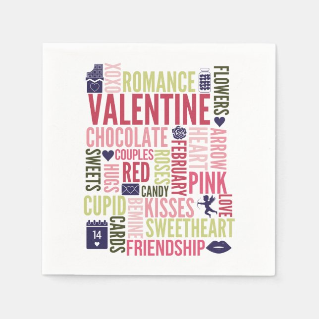 Valentine Words Valentine's Day Paper Napkins Serviette (Vorderseite)