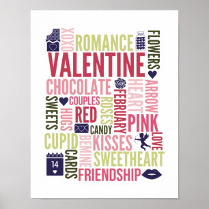 Valentine Words Valentine's Day Poster-Zeichen Poster