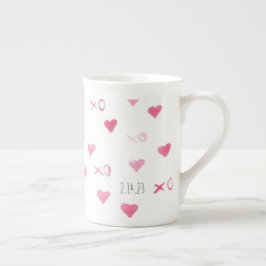Valentine XO Sweet Hearts Pink DATE Liebe Prozellantasse