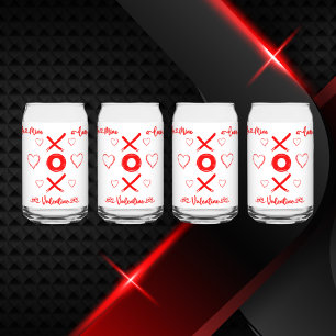 Valentine XOXO mit Herz in Rot   Dosenglas