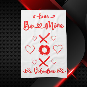 Valentine XOXO mit Herz in Rot Geschirrtuch