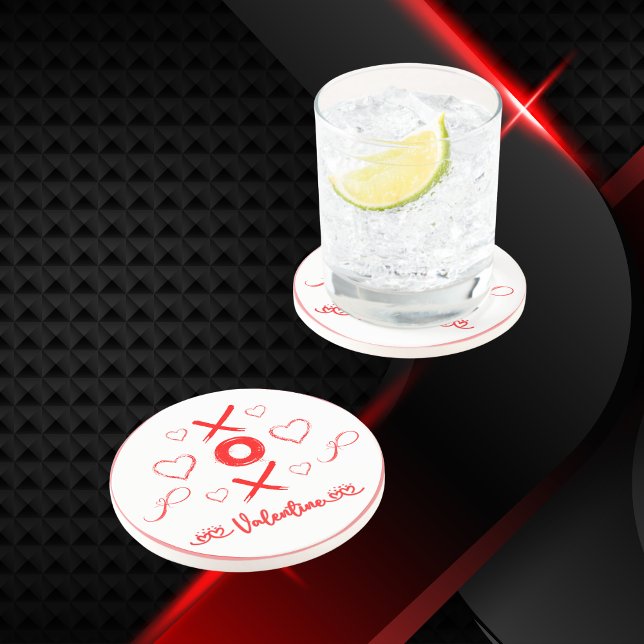 Valentine XOXO mit Herz in Rot | Getränkeuntersetzer (Von Creator hochgeladen)