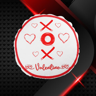 Valentine XOXO mit Herz in Rot   Rundes Kissen