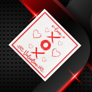 Valentine XOXO mit Herz in Rot Serviette