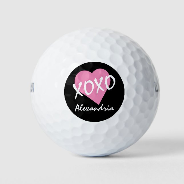 Valentine XOXO Rosa Herz Golfball (Vorderseite)