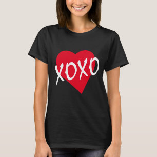 Valentine XOXO Rotes Herz White Hugs Kisses Black T-Shirt