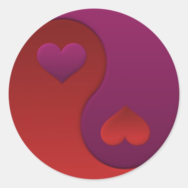 Valentine Yin Yang Runder Aufkleber (Vorderseite)