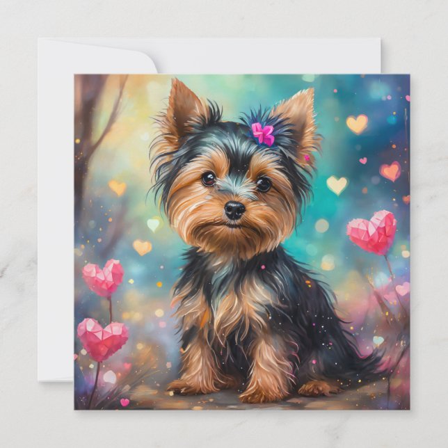 Valentine Yorkie Feiertagskarte (Vorderseite)
