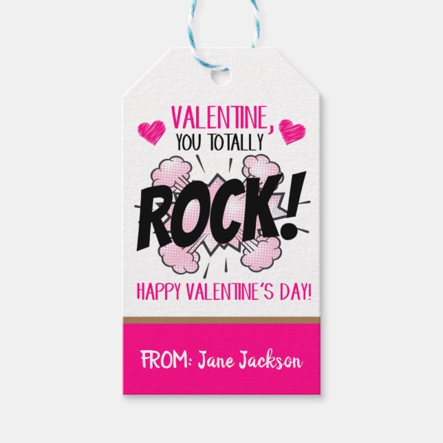 Valentine You Rock Gift Tag Geschenkanhänger (Vorderseite)
