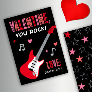 Valentine You Rock Red Guitar Kinder Valentinstag Einladung