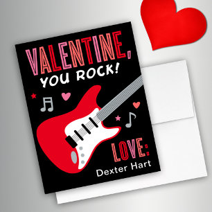 Valentine You Rock Red Guitar Kinder Valentinstag Feiertagskarte