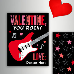 Valentine You Rock Rote Gitarre Kinder Valentinsta Mitteilungskarte