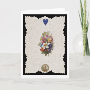 Valentinekarte, die Blumen, c.1840 darstellt Feiertagskarte