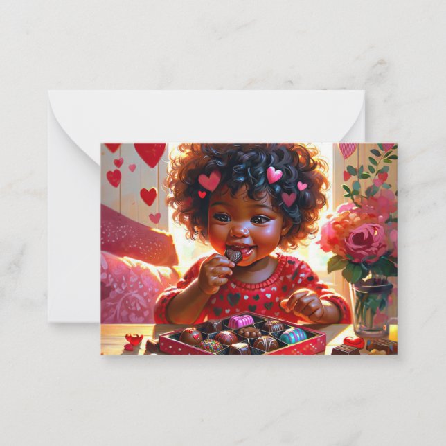 Valentinenkarte des afroamerikanischen Klassenzimm Mitteilungskarte (Vorderseite)