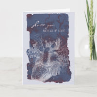 Valentinenkarte des anatomischen Herzens in Blau