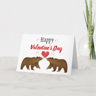 Valentinenkarte für zwei Bären und Herz Karte