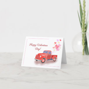 Valentiner Classic Red Truck mit Herzblasen  Dankeskarte