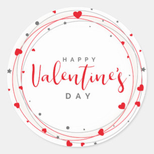 Valentiner Herzkranz Runder Aufkleber