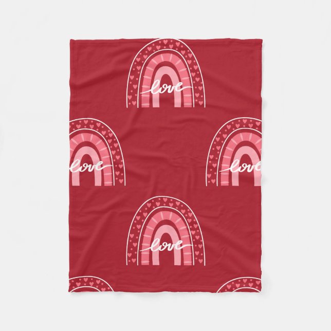 Valentiner Hintergrund mit Herz-Liebe Fleecedecke (Vorderseite)