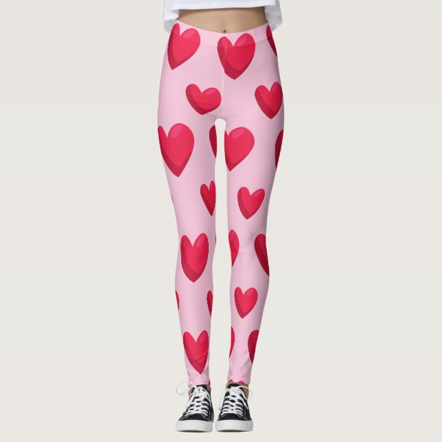 Valentiner Hintergrund mit Herz-Liebe Leggings (Vorderseite)