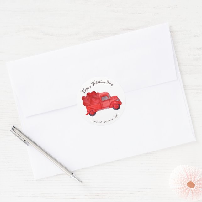 Valentiner Lastwagen für die Lieferung von Rotem H Runder Aufkleber (Umschlag)