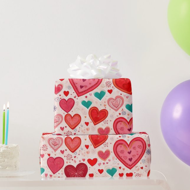 Valentiner Tagesherzen Wrapping Paper Geschenkpapier (Partygeschenke)