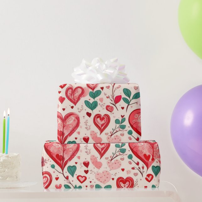 Valentiner Tagesherzen Wrapping Paper Geschenkpapier (Partygeschenke)