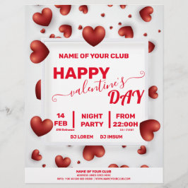 Valentines 3D Red Hearts Party Flyer