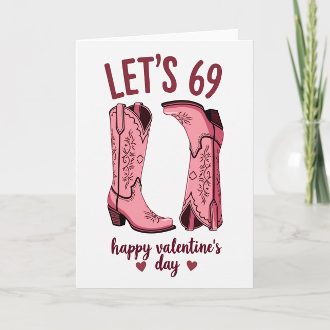 Valentines 69 Pink Boots Card Karte (Vorderseite)