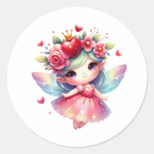 Valentines Adorable Fairy Runder Aufkleber