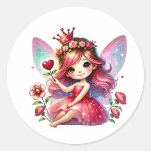 Valentines Adorable Fairy Runder Aufkleber