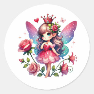 Valentines Adorable Fairy Runder Aufkleber